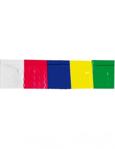 Fleco Plástico Cosido Arcoíris 25m para Fiestas y Cumpleaños